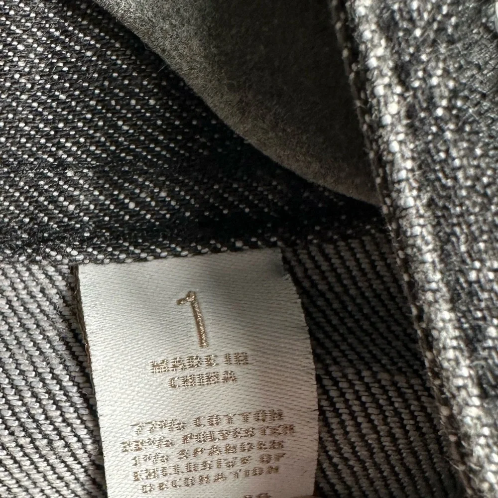 Chico’s Embellished Denim Jacket Gray Beaded Sequin Zip Women’s‎ Size 1